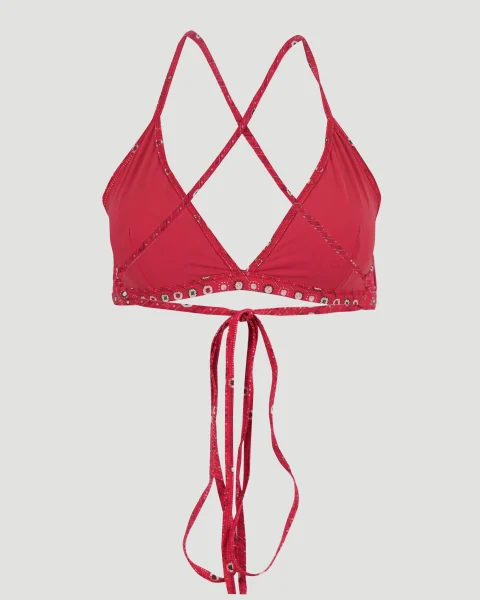 Printed Bikini Top in Red — снимка 2