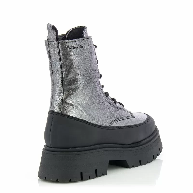 Дамски Кубинки TAMARIS – 1-1-25230-39 910 SILVER MET/BLK — снимка 2