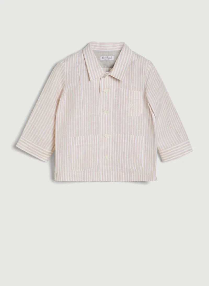 Раирана риза от лен Brunello Cucinelli Kids 12-18M