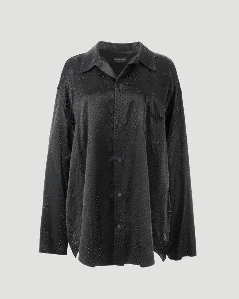 Rhinestone-Embellished Shirt in Viscose