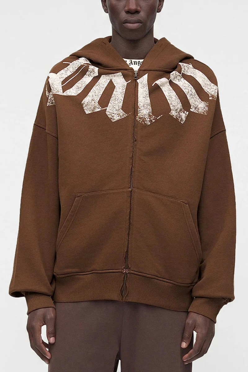 Жилетка Big Neck Logo Loose PAMBE002FL001-6003 brown-off white — снимка 2