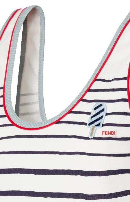 White and Blue Striped Jersey Top — снимка 3