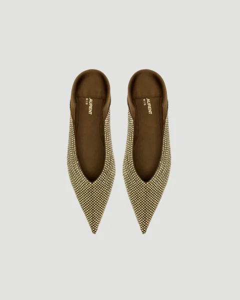 Nour Slippers in Satin Crepe and Rhinestones — снимка 4