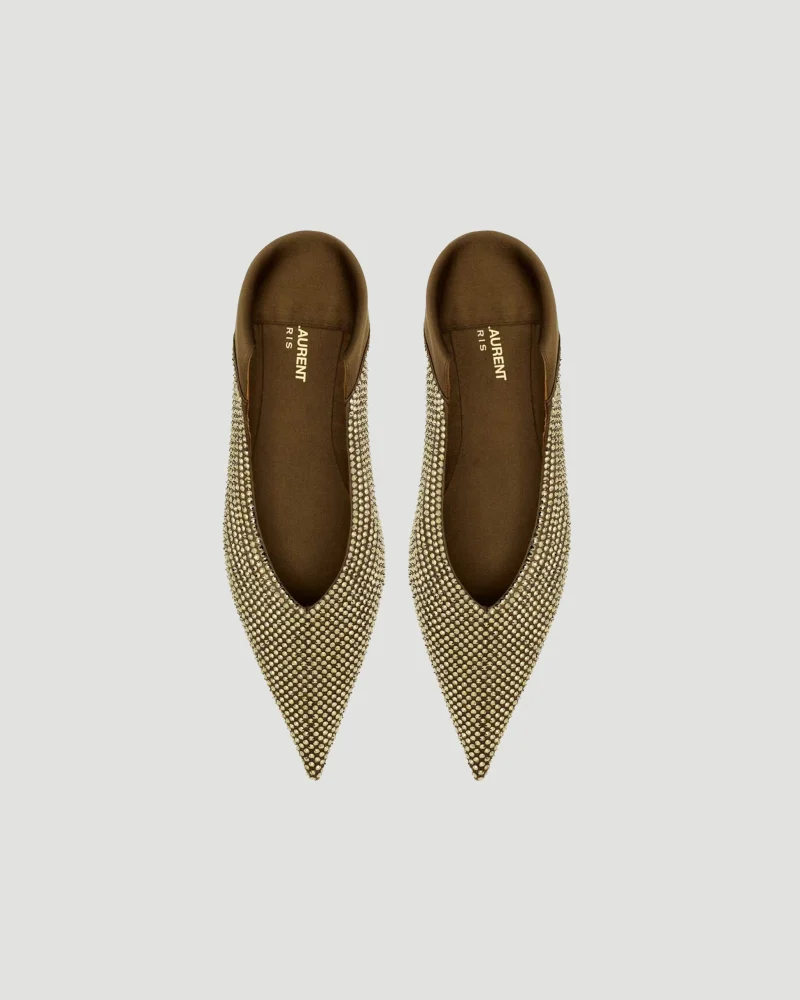 Nour Slippers in Satin Crepe and Rhinestones — снимка 4