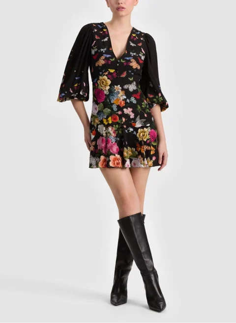 Мини рокля с флорален принт 'Irene' Alice + Olivia — снимка 2