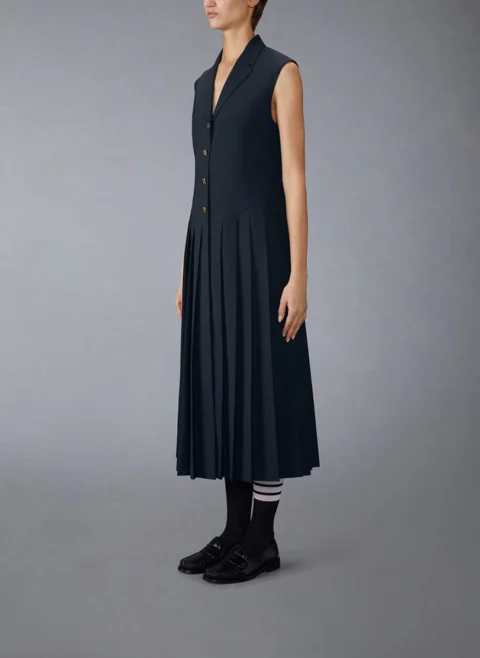 Рокля с плисиран мотив 'School Uniform' Thom Browne — снимка 2