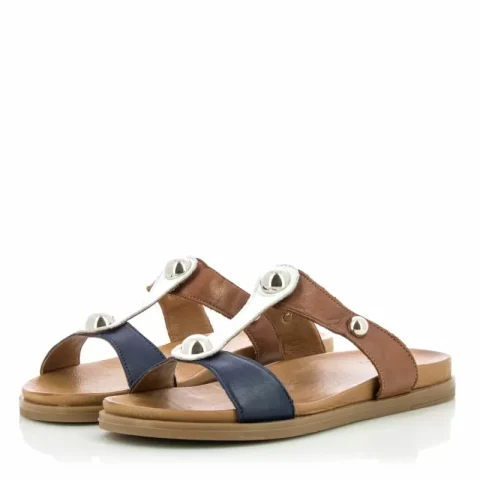 Дамски Равни Чехли MODA IN PELLE – 25091ONEY NAVY TAN 07 — снимка 3