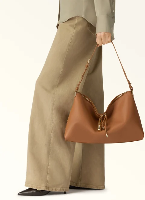 Кожена чанта Furla Debby Brandy — снимка 3