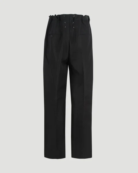 Men's Waist Tie Trousers in Black — снимка 2