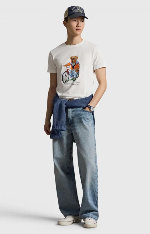 Бяла тениска с принт POLO BEAR — снимка 2