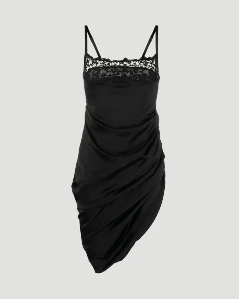 Asymmetric Lingerie Dress in Black