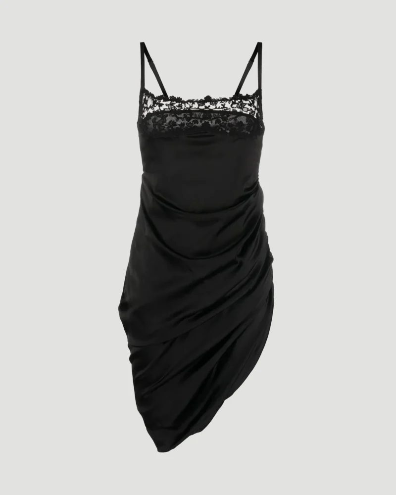 Asymmetric Lingerie Dress in Black
