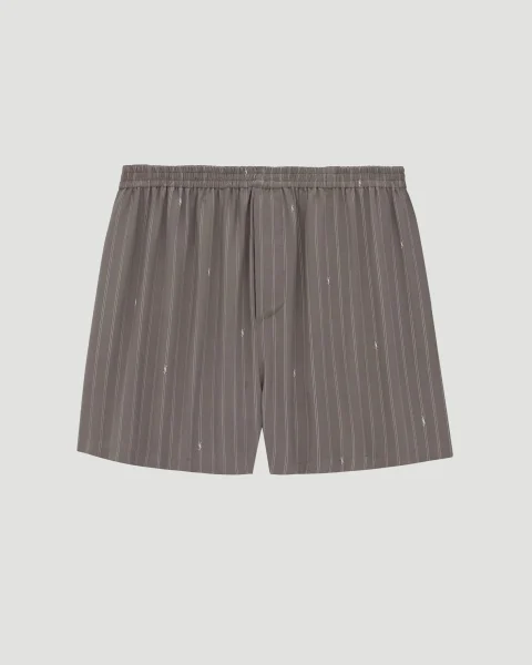 Cassandre Shorts in Striped Silk Crepe de Chine