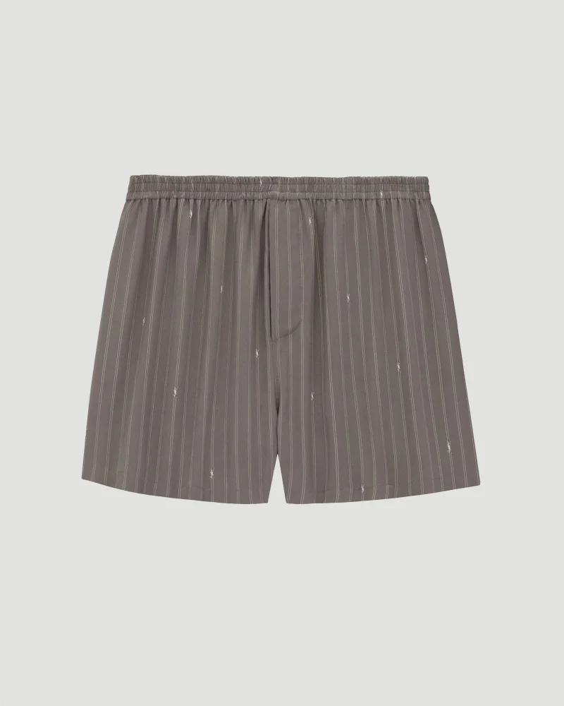 Cassandre Shorts in Striped Silk Crepe de Chine
