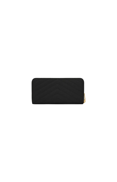 Cassandre Matelasse Zip Around Wallet in Black — снимка 3