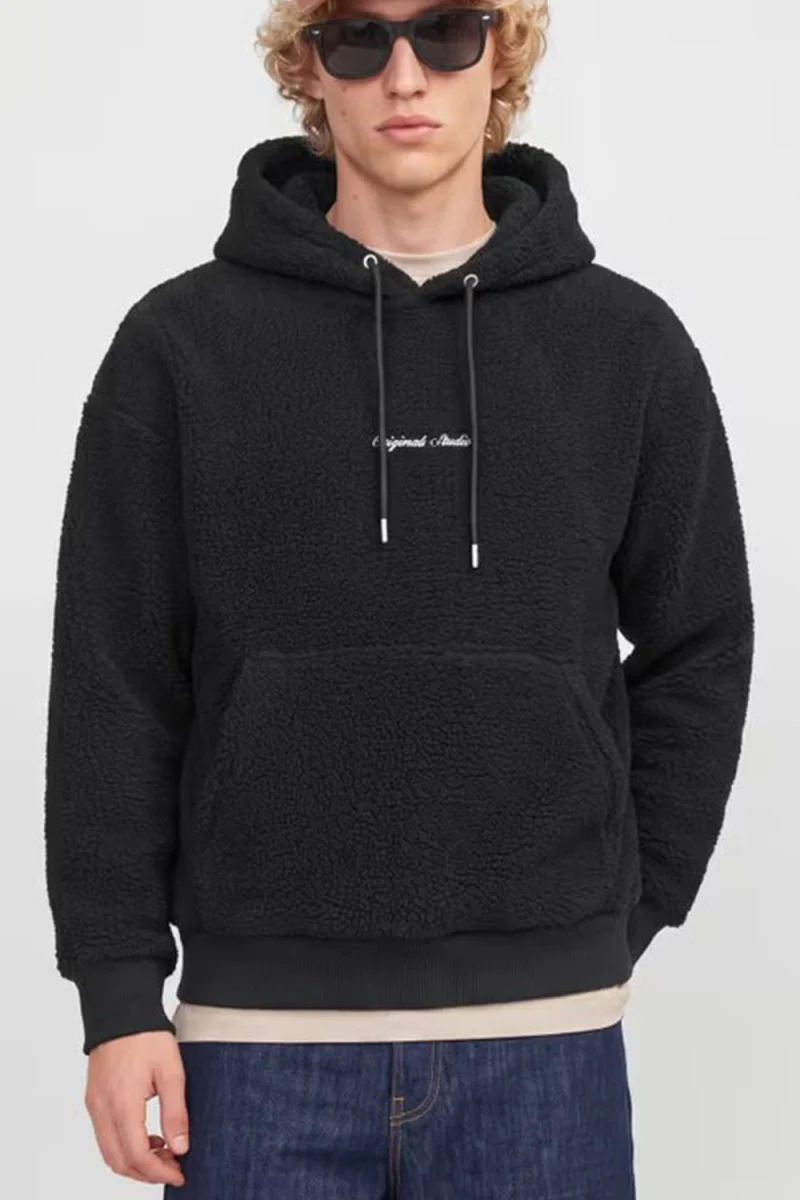 Суичър Jornorrebro Emb Teddy Hood 12300016 C-N10 black — снимка 2