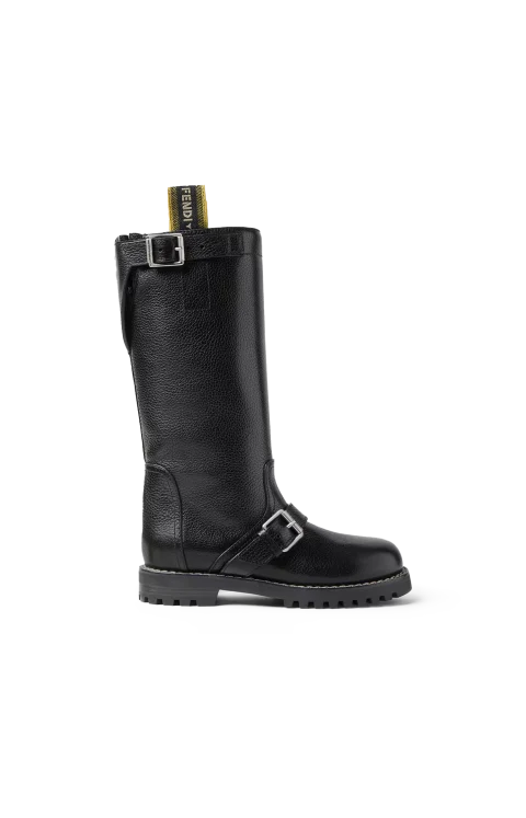Biker Leather Boots in Black