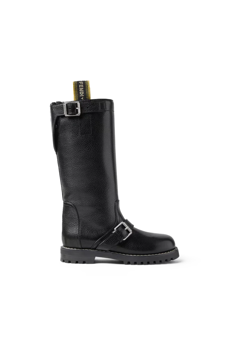 Biker Leather Boots in Black