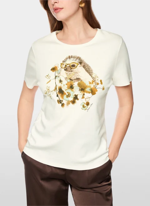 Тишърт с принт 'Hedgehog' Marc Cain Collections