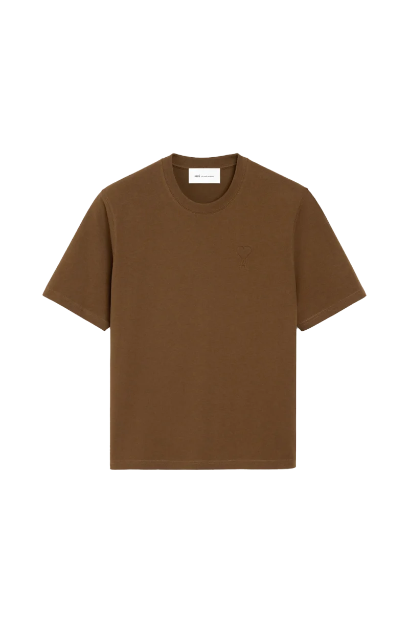 Brown Cotton T-Shirt with Embossed Ami de Coeur