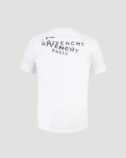 T-Shirt with Givenchy Stamp Print in White — снимка 3