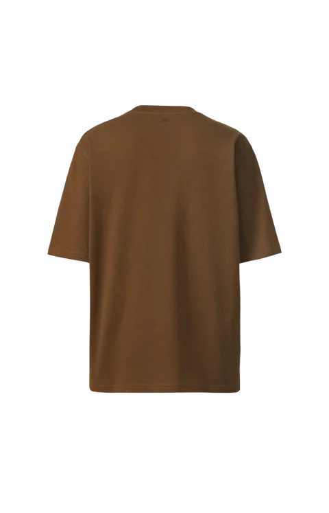 Brown Cotton T-Shirt with Embossed Ami de Coeur — снимка 2