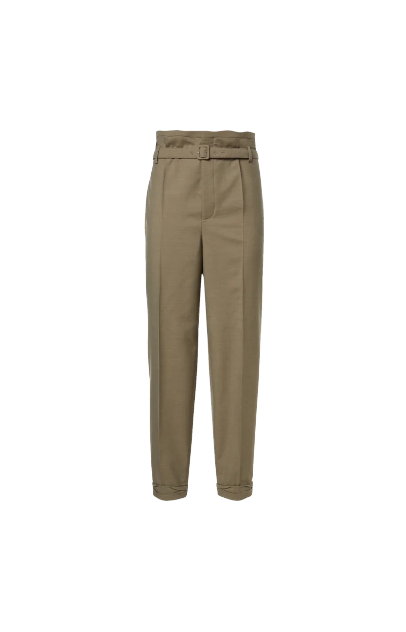 Paperbag Pants in Wool Gabardine