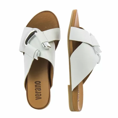 Дамски равни чехли VERANO – 030.02.1589 WHITE — снимка 5