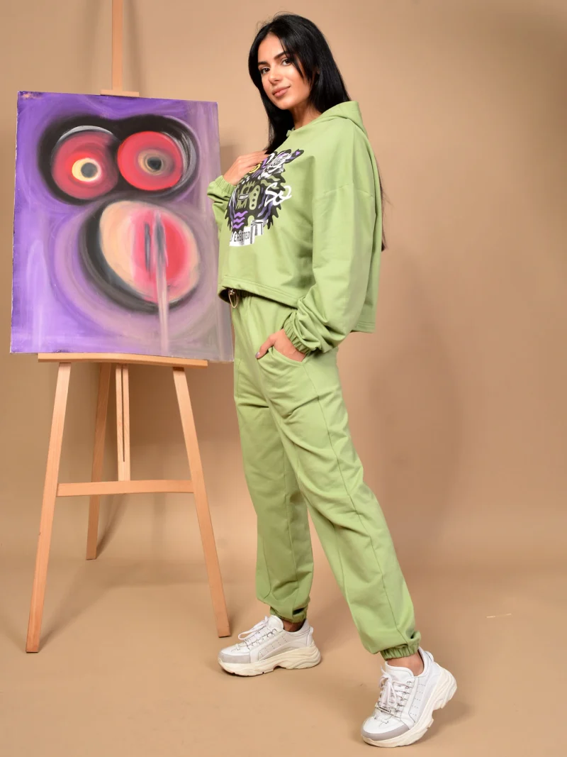 ЗЕЛЕН СУИЧЪР Green cropped sweatshirt — снимка 3