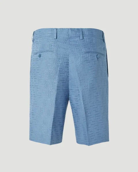 Blue Linen FF Jacquard Shorts — снимка 3