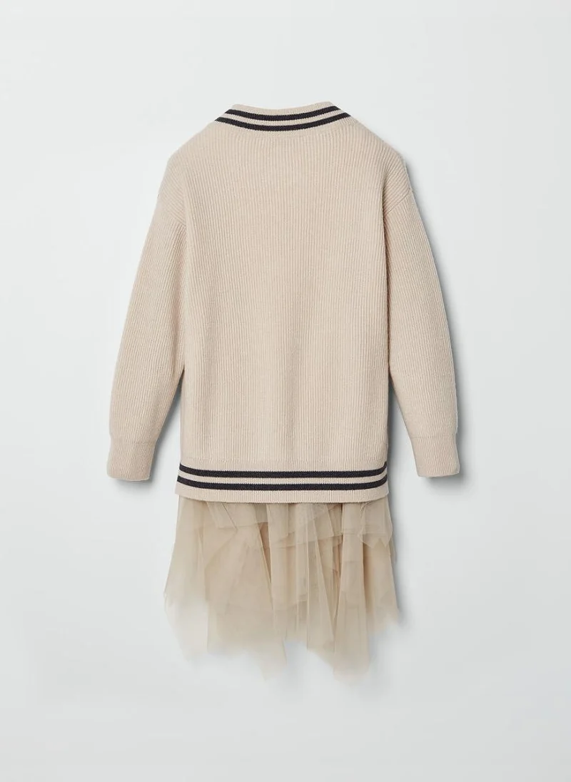 Рокля от кашмир 'Choose Happiness' Brunello Cucinelli Kids — снимка 2