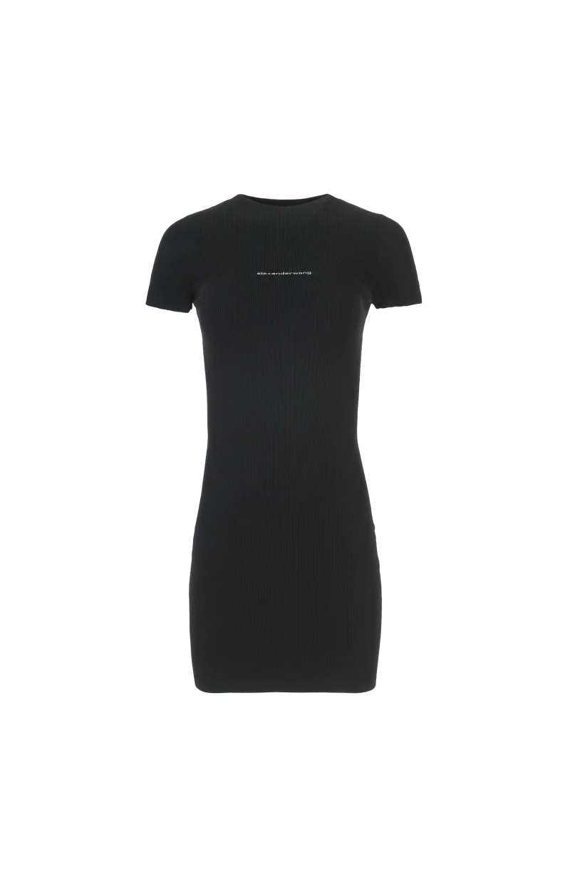 Logo-Detail Short-Sleeve Crewneck Mini Dress