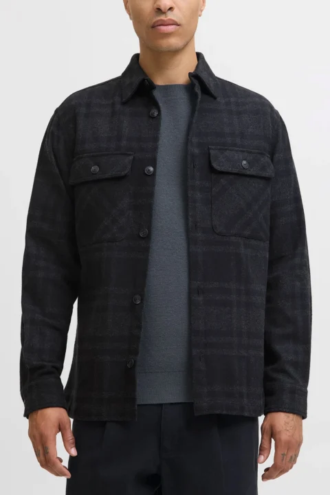 Риза Overshirt Jprrayle Melange Check L/S Overshirt 12286804 19-3911 TCX black beauty — снимка 2