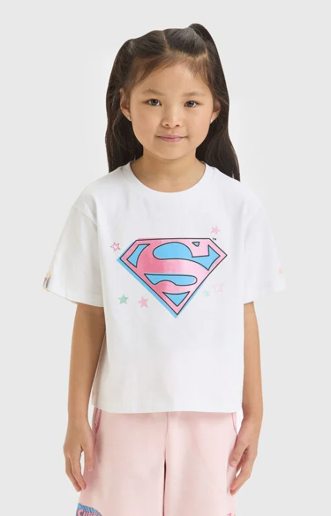 Бяла тениска SUPERGIRL