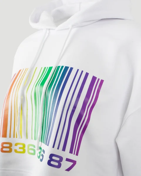Barcode Cropped Hoodie in White — снимка 3