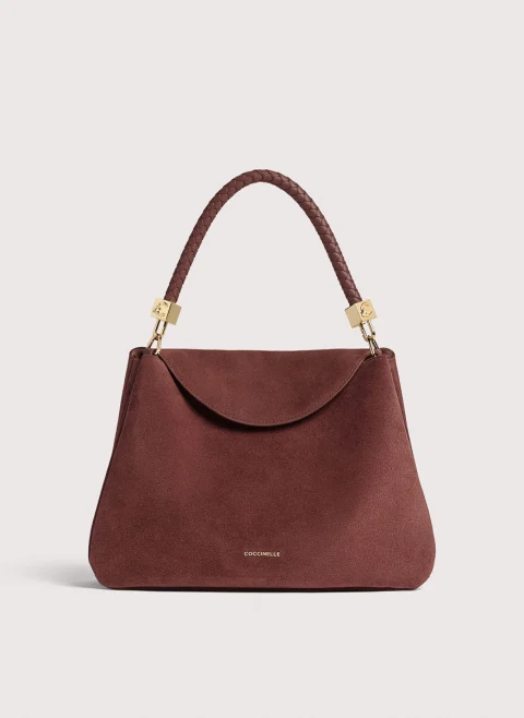 Велурена чанта Coccinelle Tiggy Berry Medium