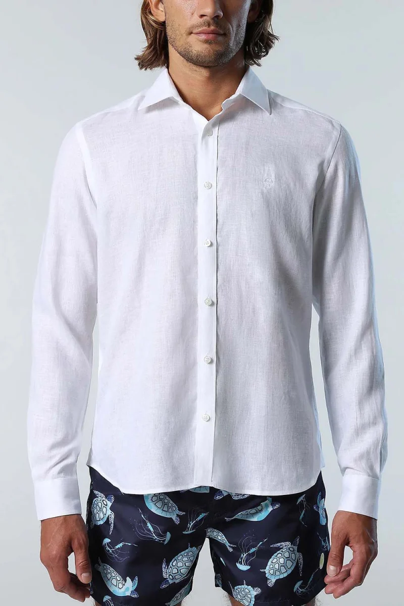 Риза Upbeat Summer Shirt L/S Regular Spread Collar 664114 0101 white — снимка 2