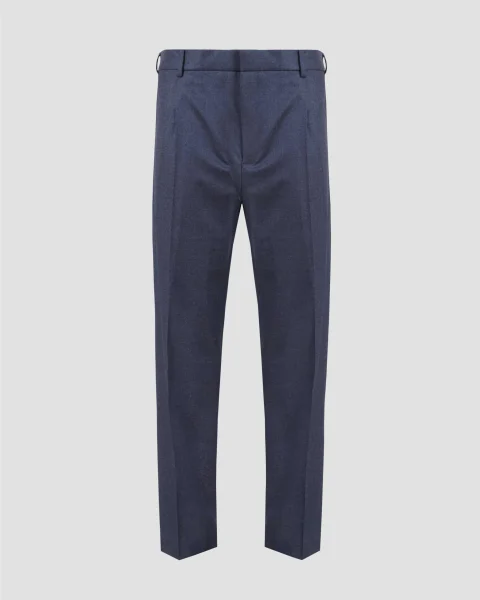 Relaxed Fit Trousers in Blue Flannel