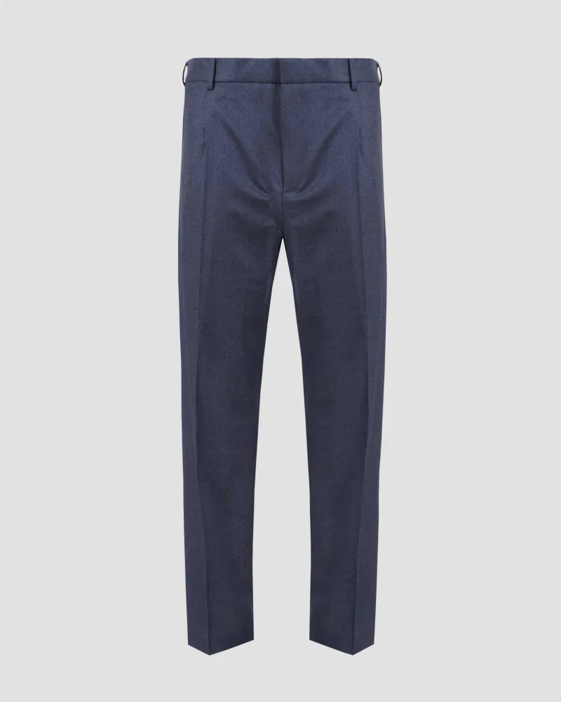Relaxed Fit Trousers in Blue Flannel