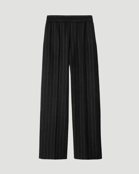 Pinstriped Wool Tailored Trousers