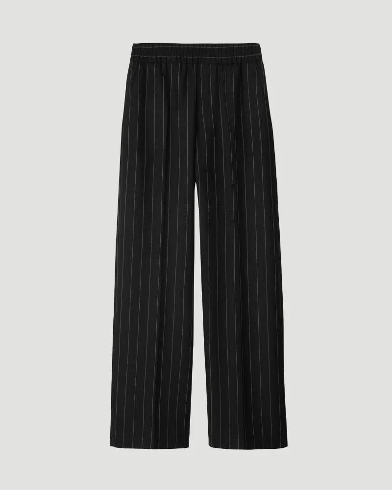 Pinstriped Wool Tailored Trousers