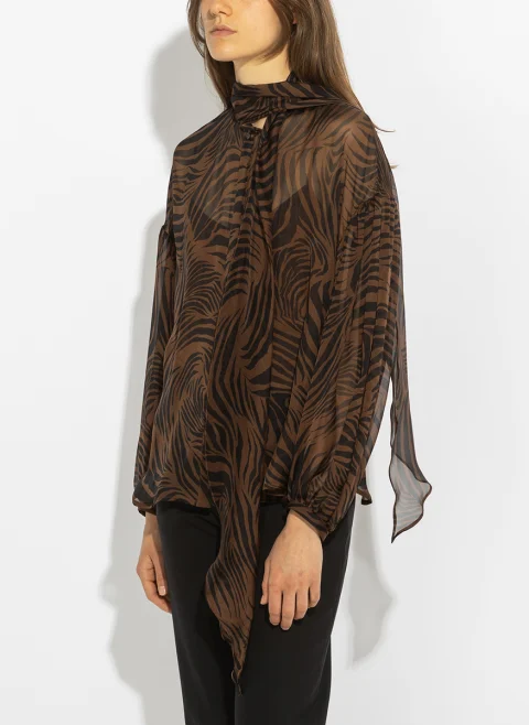 Блуза от копринен шифон с панделка Max Mara Studio Mstballata — снимка 11