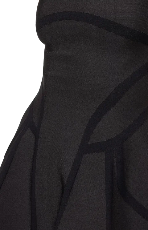 Anatomical Lines Knit Mini Dress in Black — снимка 2