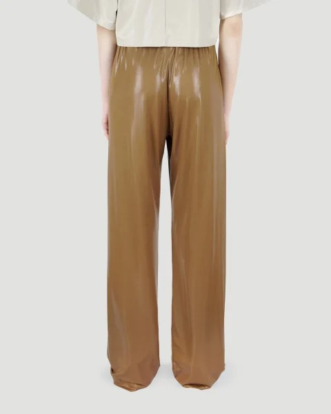 Shiny Jersey Pants in Khaki — снимка 4