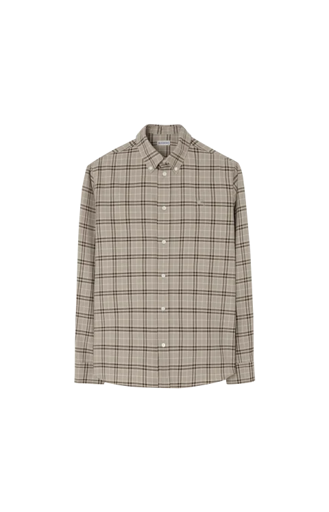 Relaxed Fit Check Cotton Shirt in Dove Grey