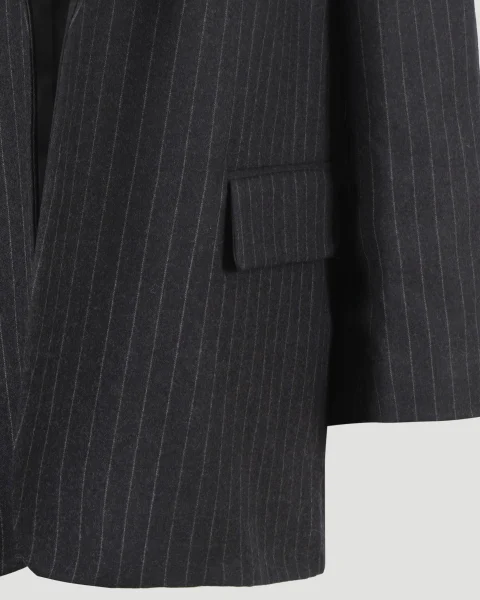 Oversized Padded Blazer in Pinstripe Wool — снимка 2