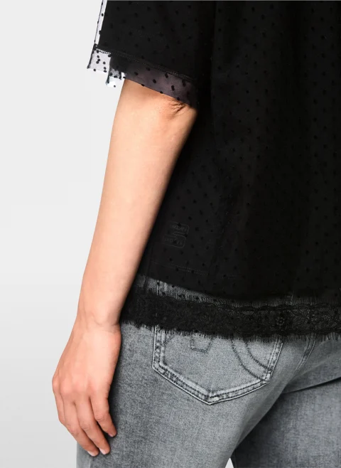 Тишърт с тюл 'Polka dot' Marc Cain Sports — снимка 5