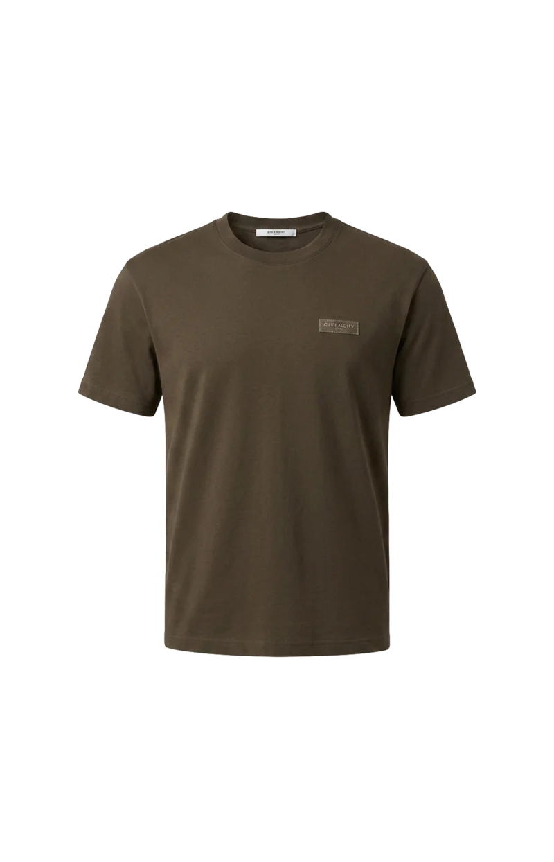 T-Shirt in Brown Cotton with Givenchy Paris Gros Grain