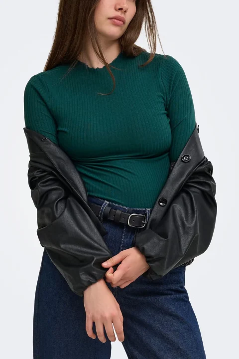 Top Onlemma L/S High Neck 15180040 19-5414 TCX june bug — снимка 2