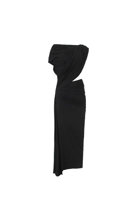Draped Cutout Dress in Black